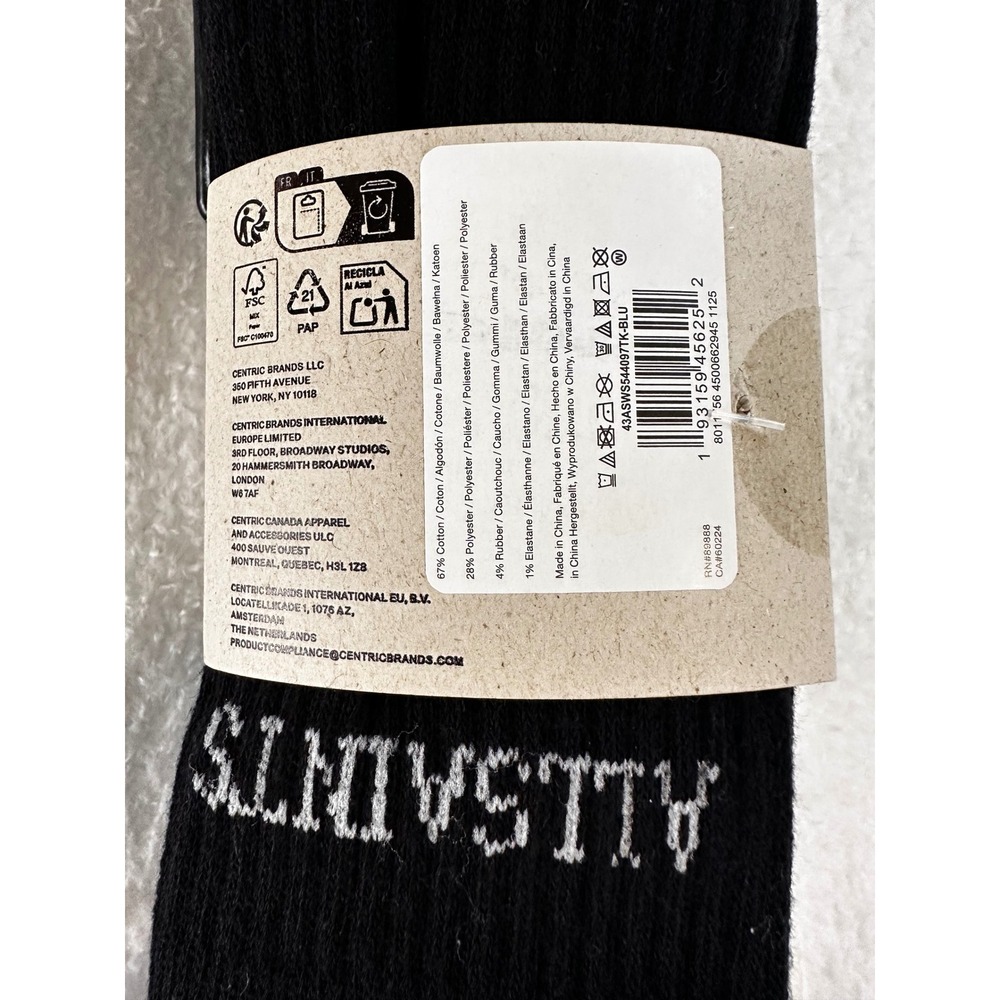 AllSaints Crew Sock 3 Pairs Womens Blue White Black Logo Ribbed Knit 5-10 NEW - Picture 4 of 4